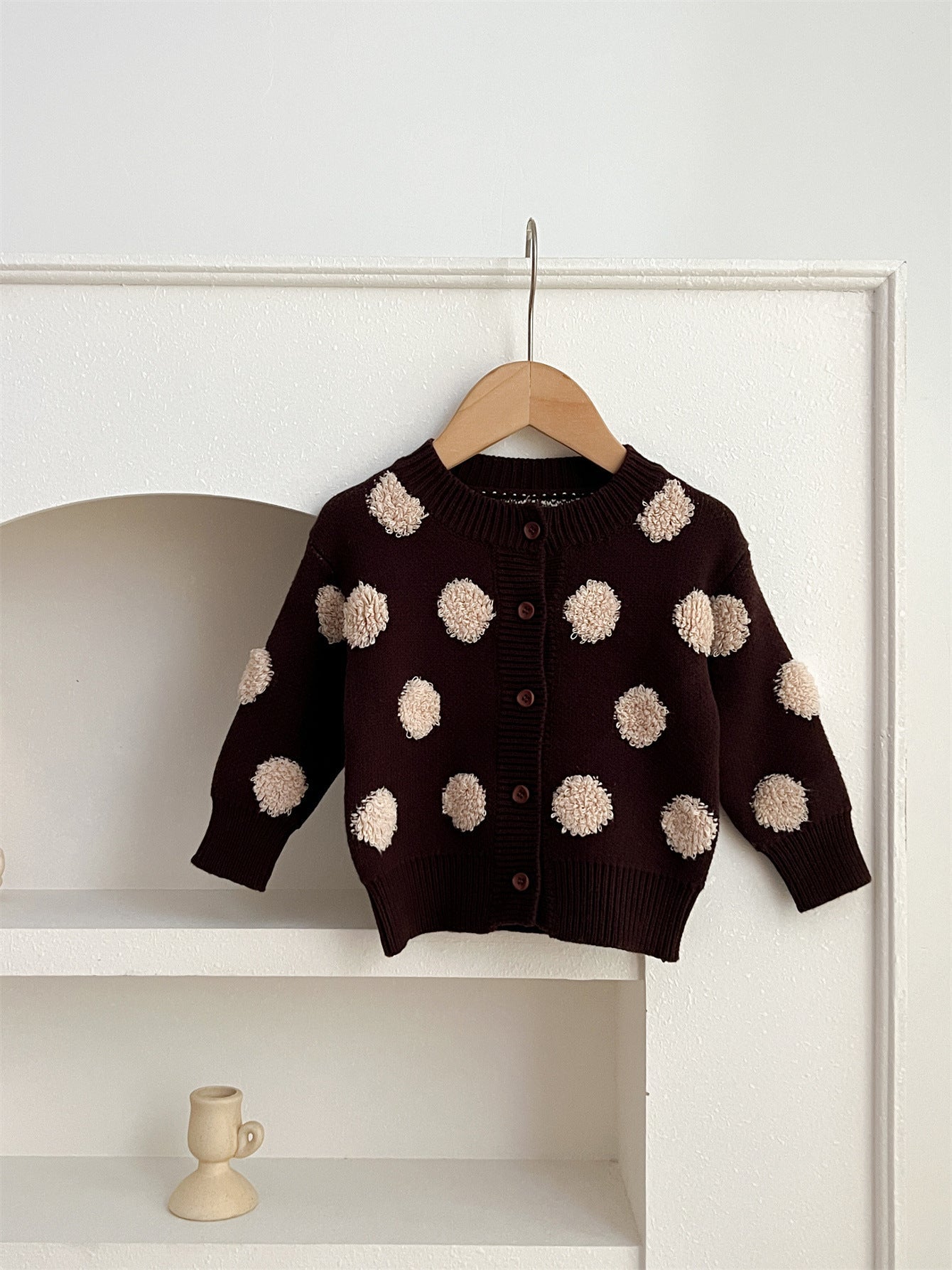 Children Polka Dots Knitted Cardigan For Spring Boys And Girls Sweater-3